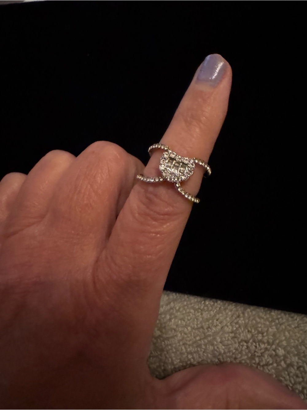 Silver Crystal Double-Band Cocktail Ring - Sparkling Silver